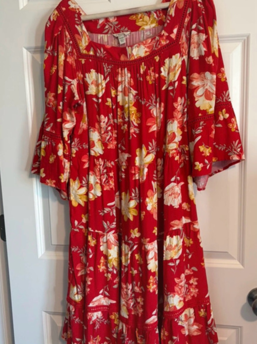 Cato Red Floral Peasant Dress for Girls